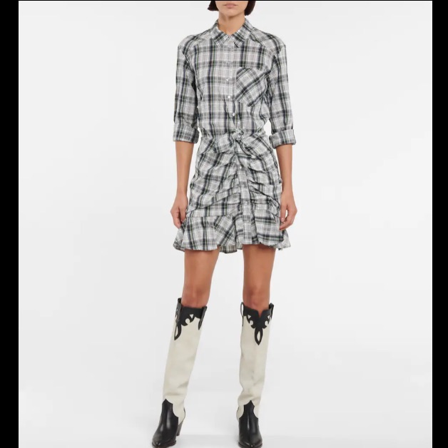 Veronica Beard Checkered Mini Dress In Black And White